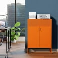 thumbnail image 4 of Elegant Metal Storage Cabinet with Legs, 2 Door Metal Locker Style Accent Storage Cabinet with 2 Adjustable Shelves for Home,Office,Entryway,Orange, 4 of 7
