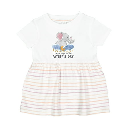 

Inktastic I ll Never Forget Our 1st Father s Day Elephant Family Girls Baby Dress