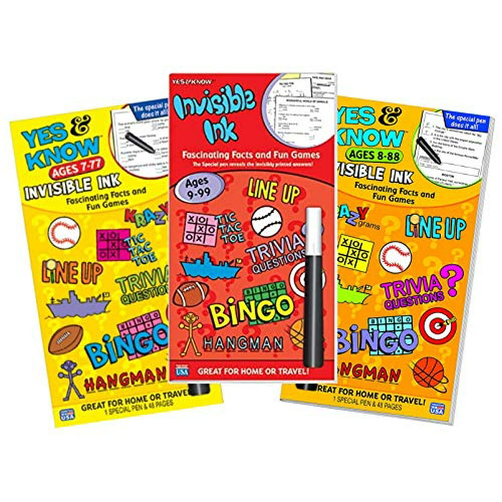 Invisible Ink Yes & Know Activity Book Set 3 for Kids Games Puzzles