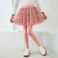thumbnail image 2 of BFHHYA Girls Fleece Lined Leggings with Skirt Kids Winter Warm Tutu Skirt Pants Love Heart Skirt Cotton Tights Pants 2-10 Years, 2 of 5