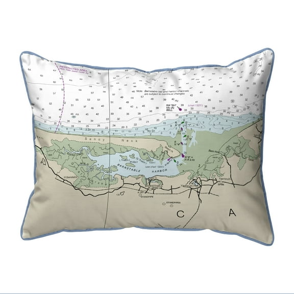 Betsy Drake SN13246SN 11 x 14 in. Cape Cod - Sandy Neck, MA Nautical Map Small Corded Indoor & Outdoor Pillow