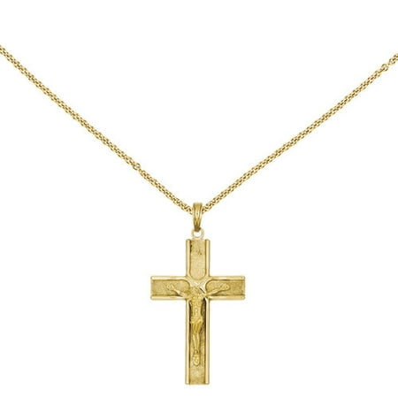 14kt Yellow Gold Satin Finish Crucifix Pendant
