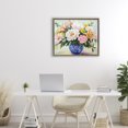thumbnail image 3 of Stupell Industries Contemporary Indigo Chinoiserie with Assorted Flowers Brown Floating Frame Canvas Art, 21 x 17, by Petals Prints Design, 3 of 7
