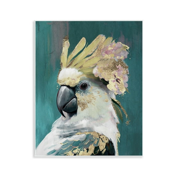 Stupell Industries Cockatoo with Gold Accents Animals Painting Unframed Art Print Wall Art, 11 x 14