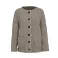 thumbnail image 4 of Cardigans en Molleton pour Femmes, Veste Douce à Manches Longues avec Poches, Boutonnée, Ouverte à l'Avant, Vêtements d'Automne, 4 of 5