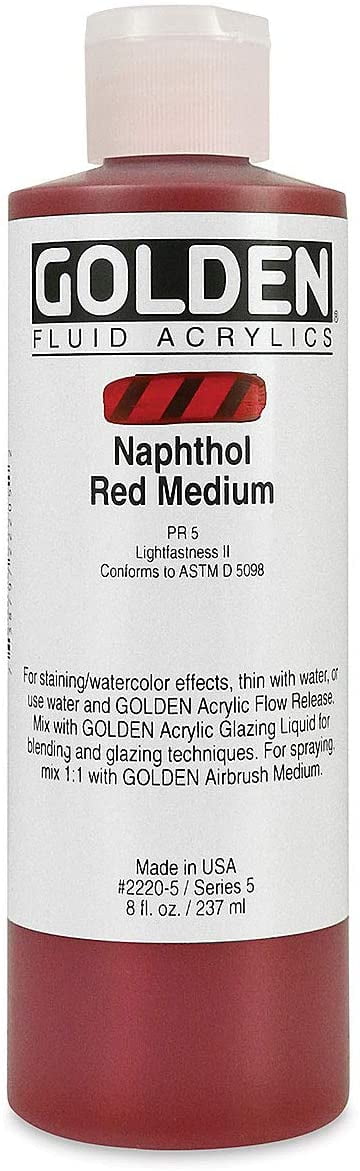 Golden Fluid Acrylic Paint - Naphthol Red Medium, 8 oz