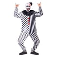 thumbnail image 3 of Cupohus Unisex Kid Clown Costume Jumpsuit Black and White Halloween Outfit Scary Killer Cosplay with Mask Hat, 3 of 6