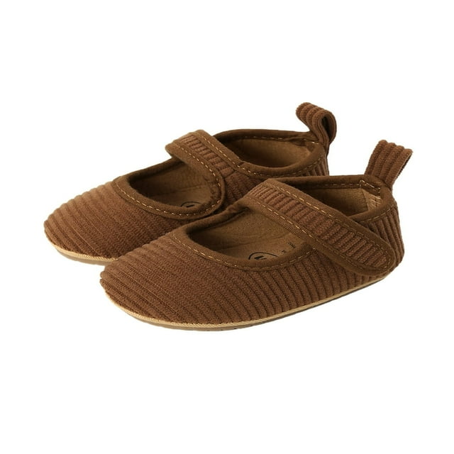 Baby Shoes Solid Color Ribbed Walking Shoes Soft Sole Footwear