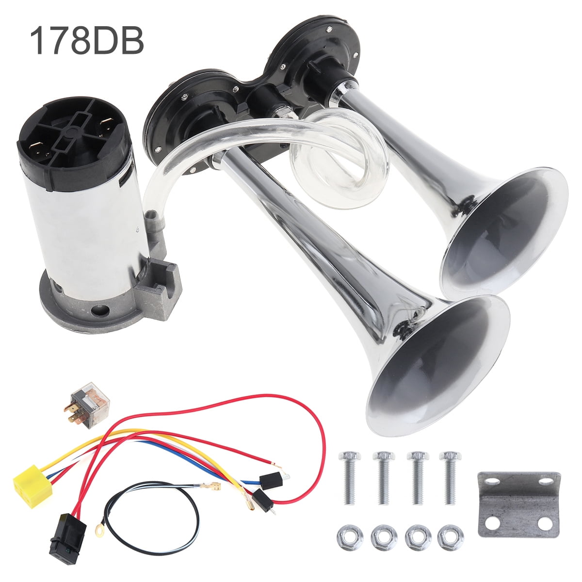 12v Air Horn 178db Loud Sound Dual Trumpet With Air Compressor For Car  Motorcycle Boat Truck