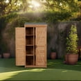 thumbnail image 2 of Outdoor Wooden Storage Shed w/Metal Roof & Vertical Tool Cabinet - Garden, Patio, Lawn, 2 of 10