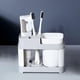 thumbnail image 5 of Soporte para cepillos de dientes con vasos | Organizador de baño para cepillos de dientes y pasta dental | Juego de 2 vasos | Almacenamiento para baño familiar o en pareja, 5 of 6
