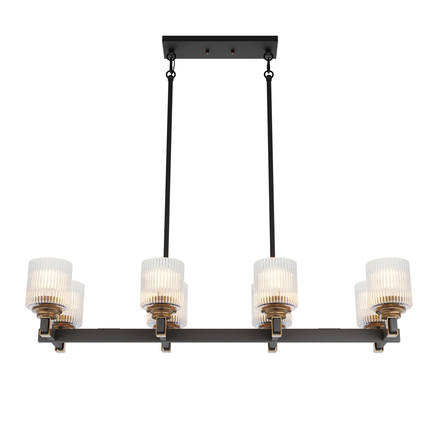 Aiwen 40 In Linear Chandelier Over Kitchen Island, Rustic Industrial 8-Light Pendant Light Fixture
