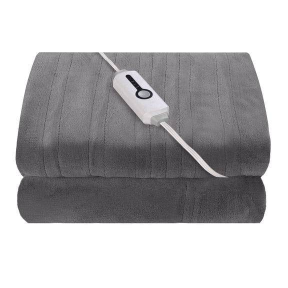 SUNNY HEAT Electric Heated Throw Blanket Coral Fleece 50" x 60" Throw Size-4 Heating Settings & 3 Hours Auto off, Plush Fabric Fast Machine Washablefor-Grey
