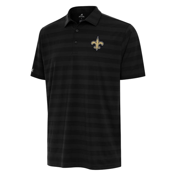 Men's Antigua Black New Orleans Saints  Tunnel Polo