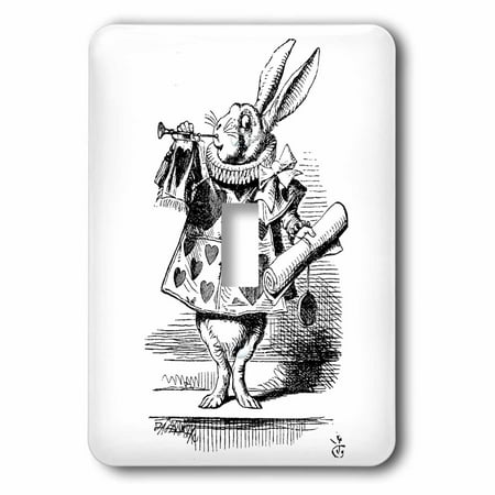 3dRose Alice in Wonderland White Rabbit in costume. John Tenniel illustration, 2 Plug Outlet Cover