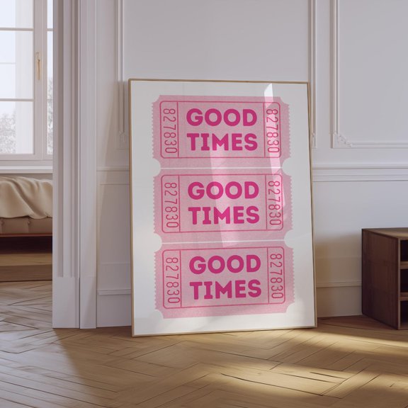 Good Times Pink Ticket Retro Unframed Paper Print