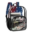thumbnail image 2 of PVC Transparent Backpacks Clear Backpack for Travel and Outings Red White and Blue Stars Pattern, 2 of 7