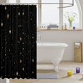 thumbnail image 3 of Manfei Glowing Stars Shower Curtain 72Wx72L,Sprinkle Print Bathroom Curtain,Black Gold, 3 of 5