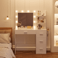 thumbnail image 7 of Homall Makeup Vanity Desk with LED Lighted Mirror and Power Outlet, Stylish Functional Vanity Table for with 4 Drawers and 3 Shelves for Bedroom, White, 7 of 7