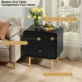 thumbnail image 4 of HLR Modern Fluted Wood Nightstand Set of 2 with 2 Drawers, Bedroom Black Bed SideTable with Storage, 4 of 9