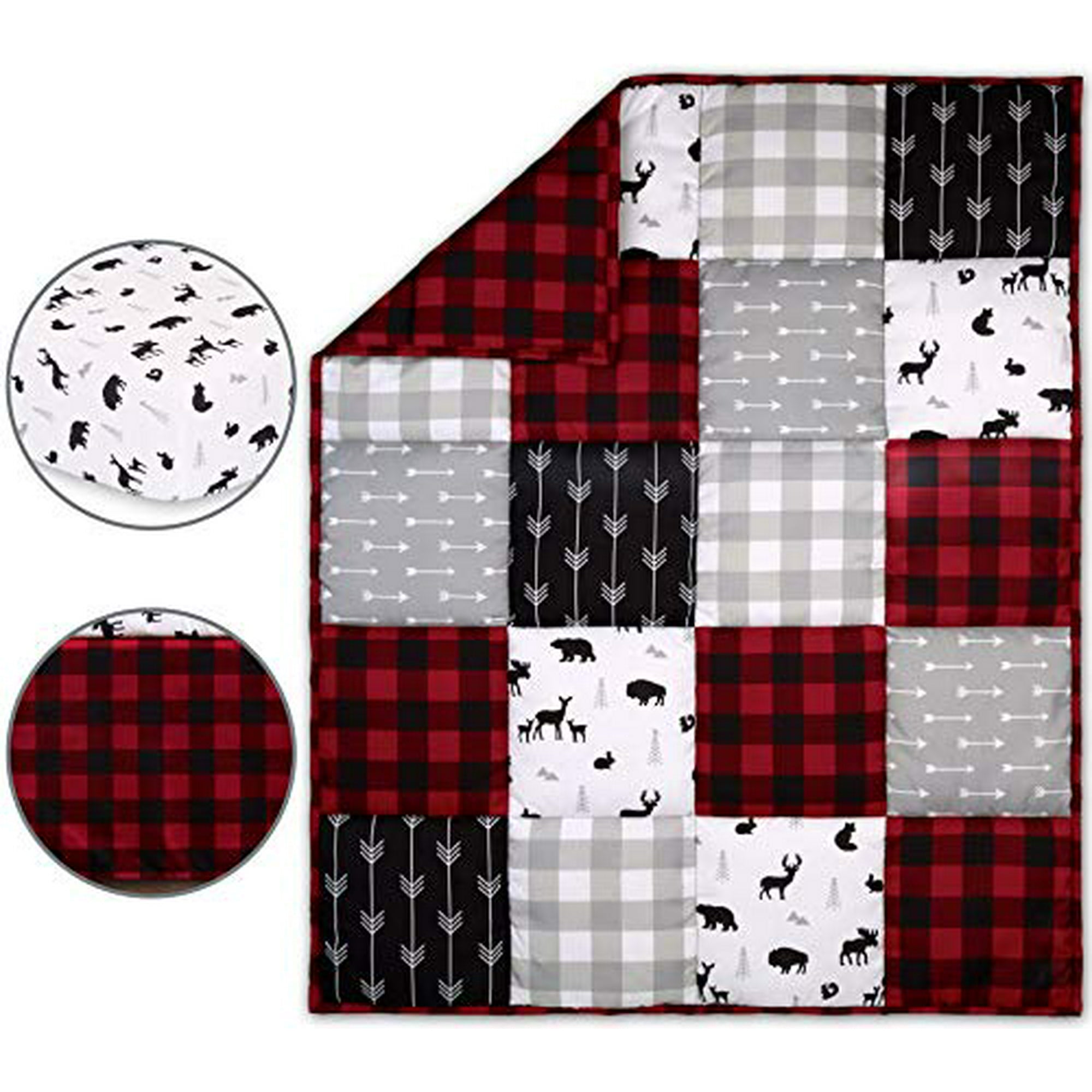 The Peanutshell Buffalo Plaid Crib Bedding Set for Baby Boys or Girls 3 Piece Woodland Nursery Set Crib Comforter Crib Sheet Crib Skirt Walmart