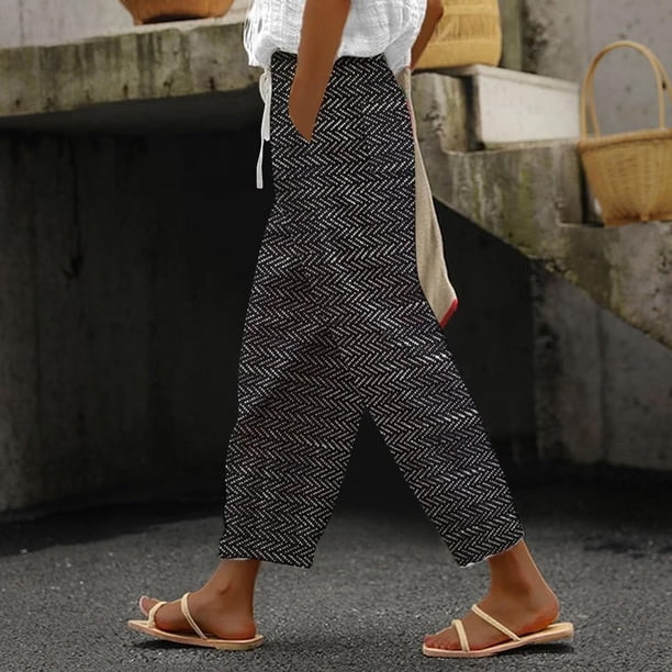 WILLBEST Pantalones Casuales para Mujer: Elegante Diseño de Cintura Alta con Bolsillo y Cordón para Un Ajuste Relajado, Ideales para Uso Diario y para Combinar con Estampados de Halloween. Chica