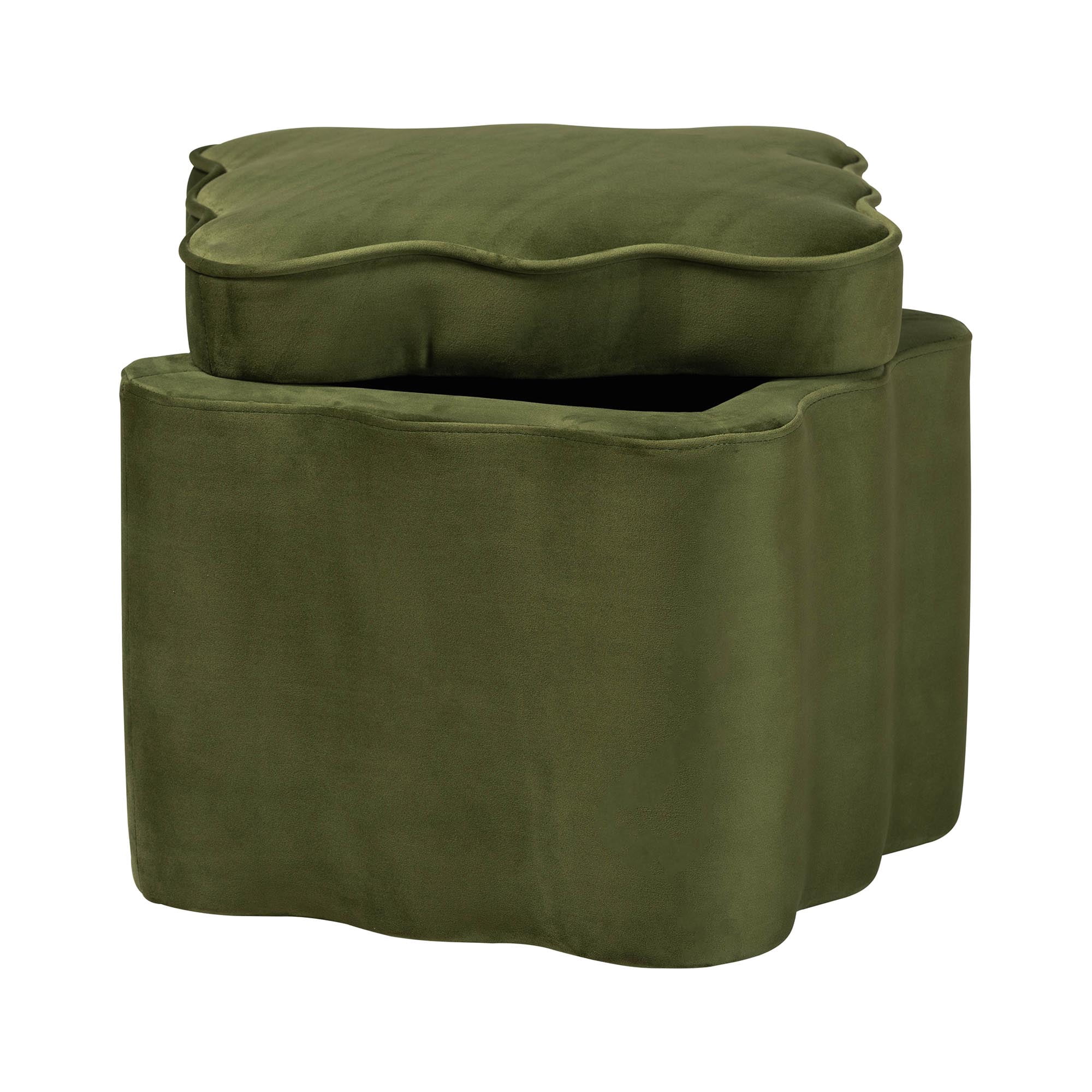 bali & pari Paulina Modern Luxe Storage Ottoman, Moss Green