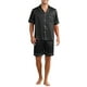 thumbnail image 1 of Conjunto de Pijamas de Satén INSPIRE CHIC para Hombre, Pijama de Manga Corta, Ropa de Casa de Dos Piezas con Bolsillos, Pijamas Suaves para la Noche, Negro, 1 of 6