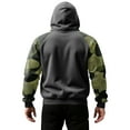 thumbnail image 4 of Men's Pullover Hoodie with Camouflage Print Raglan Sleeves and Adjustable Drawstring Hood Casual Fit Sweatshirt Top Dark Gray 2XL, 4 of 5
