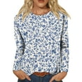 thumbnail image 2 of kytmyeq Women's Fashion Casual Long Sleeve Print Round Neck Pullover Top Blouse, 2 of 6