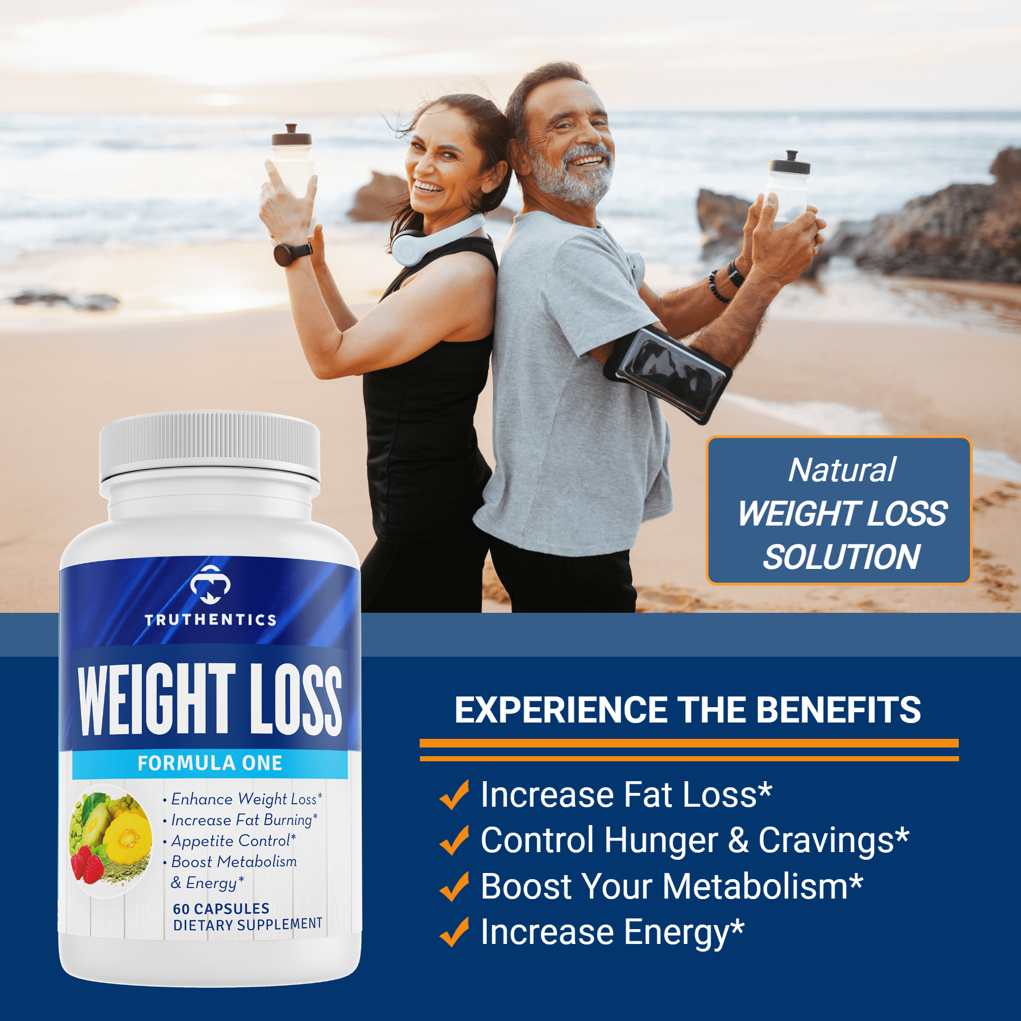 Truthentics Weight Loss Supplement Bundle - Nighttime Fat Burner (60ct) & Daytime Weight Loss Formula (60ct) - Supports Metabolism, Energy & Appetite Control - 2-Step System