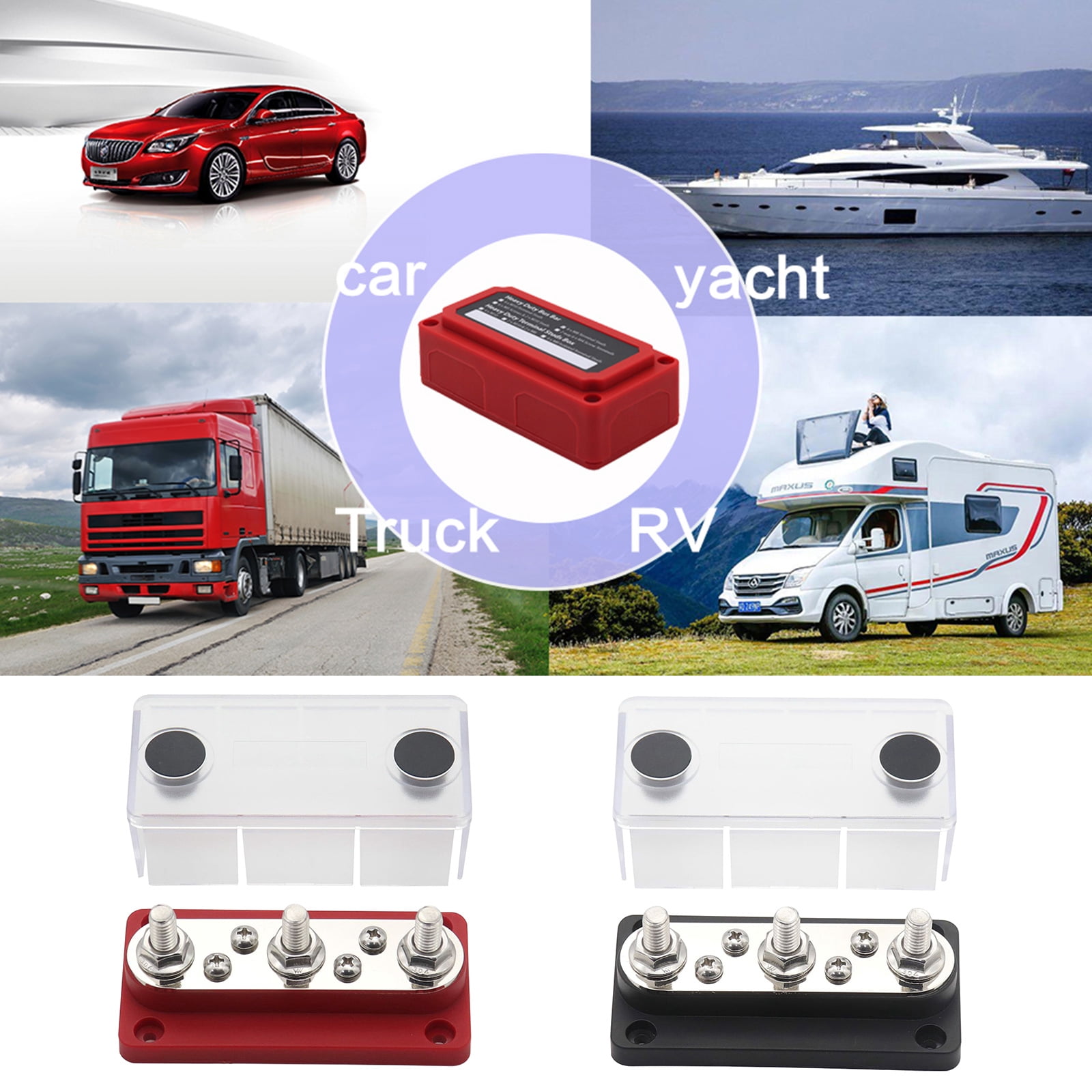 Bus Box Board 48V 150A Power Distribution Block with Cover for Car Boat Marine Truck Junction Terminal Block