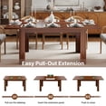 thumbnail image 5 of Hawsaiy 59–77" Extendable Farmhouse Dining Table for 6–8, Rectangular Space-Saving Kitchen Table with Hidden Leaf for Dining & Work, Walnut, 5 of 9