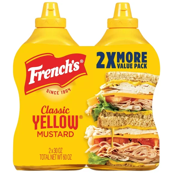 100% Natural Classic Yellow Mustard – 30 oz. Each, 2-Pack – Authentic &