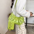 thumbnail image 4 of Women's 2022 Soft Half Moon Shoulder Bag - Retro Rivet Decorated Hip-Hop Style, PVC with Synthetic Leather Lining, Perfect for Party Occasions, Solid Color Underarm Crossbody Purse with Matching Pouch, 4 of 6