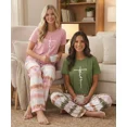 thumbnail image 6 of ChicMe Pajamas for Womens Letter Print Round Neck Short Sleeve Tops and Tie Dye Elastic Waist Pants Loose Fit Casual Sleepwear Set Pink-m, 6 of 9