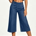 thumbnail image 5 of Oksale Denim Wide Leg Capris for Women Stretch High Waisted Jean Capri Pants with Pockets Loose Cozy Summer Vacation Outfits 2026 Blue M, 5 of 9
