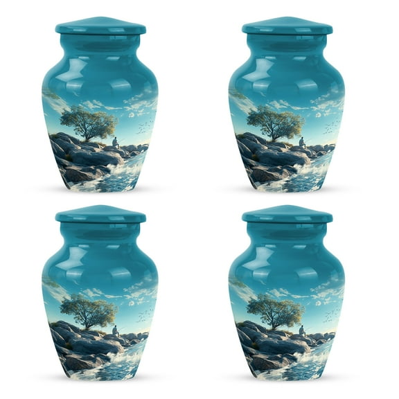 Skyblue Fishing small urns for human ashes - mini burial keepsake urn for human ashes 3 inch 4 pcs
