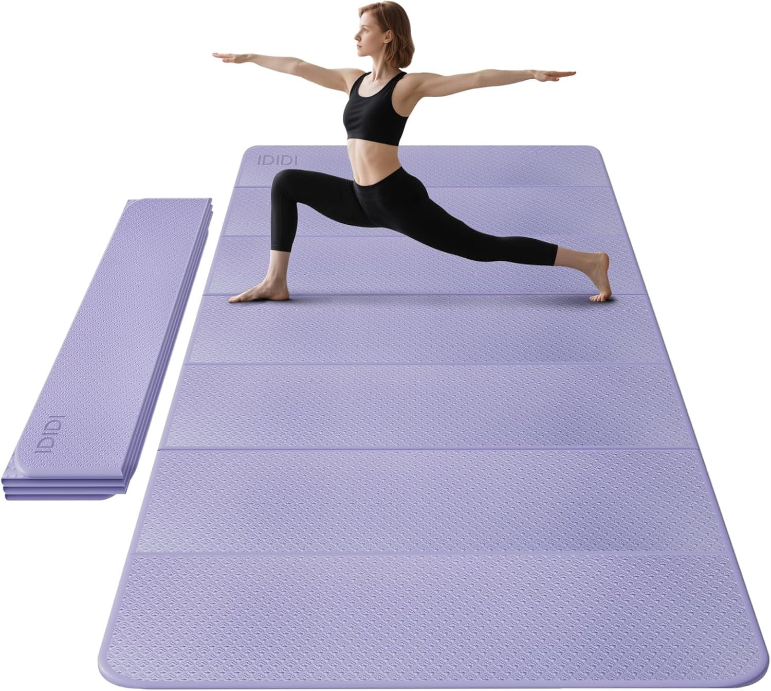 Foldable Extra Thick Large Yoga Mat 74.0 x 47.2 x 0.4 Inch Double Sided Non Slip Portable Workout Mat for Gym