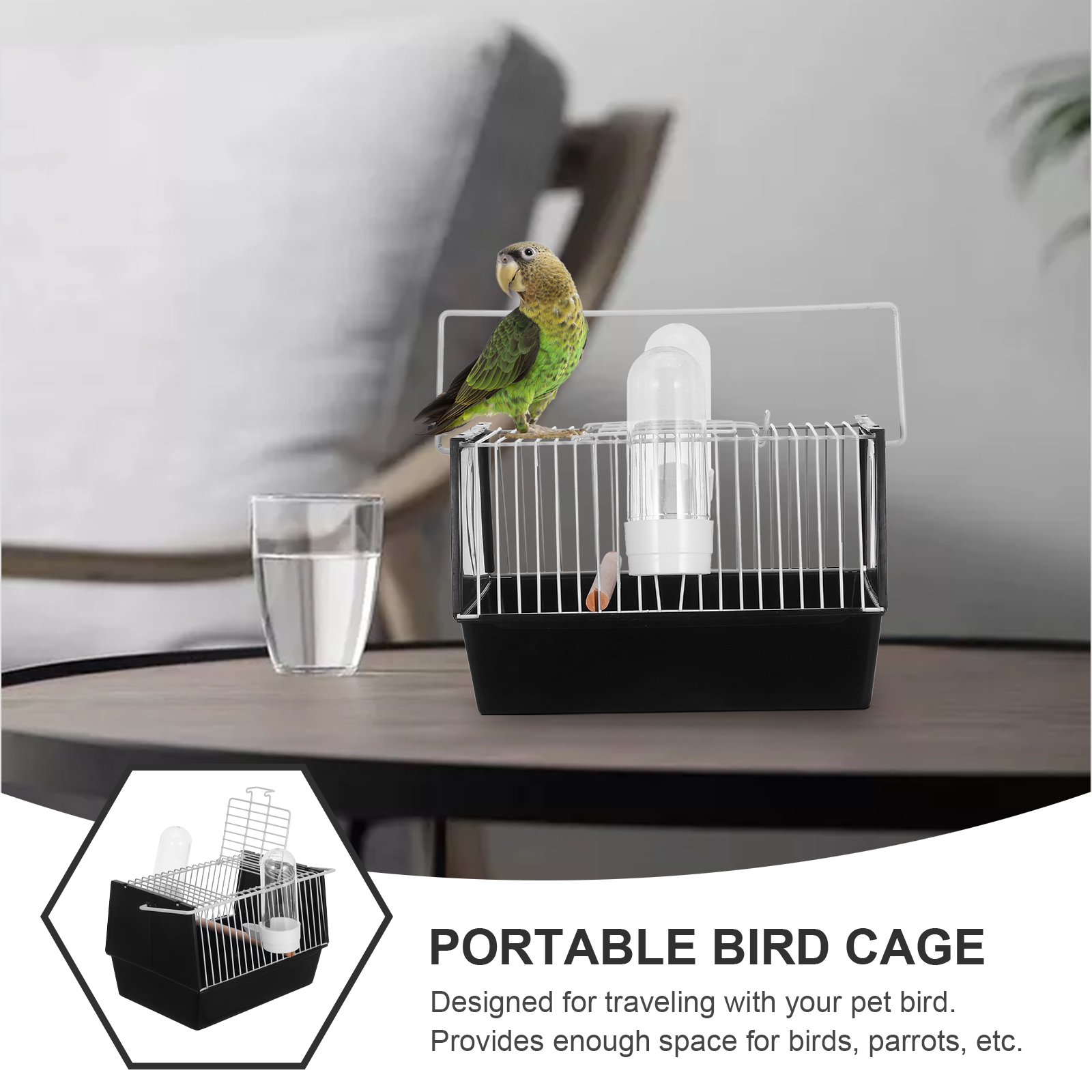 Toyandona 1Pc Handheld Plastic Bird Cage Black for Outdoor Pet Bird Transportation and Activities