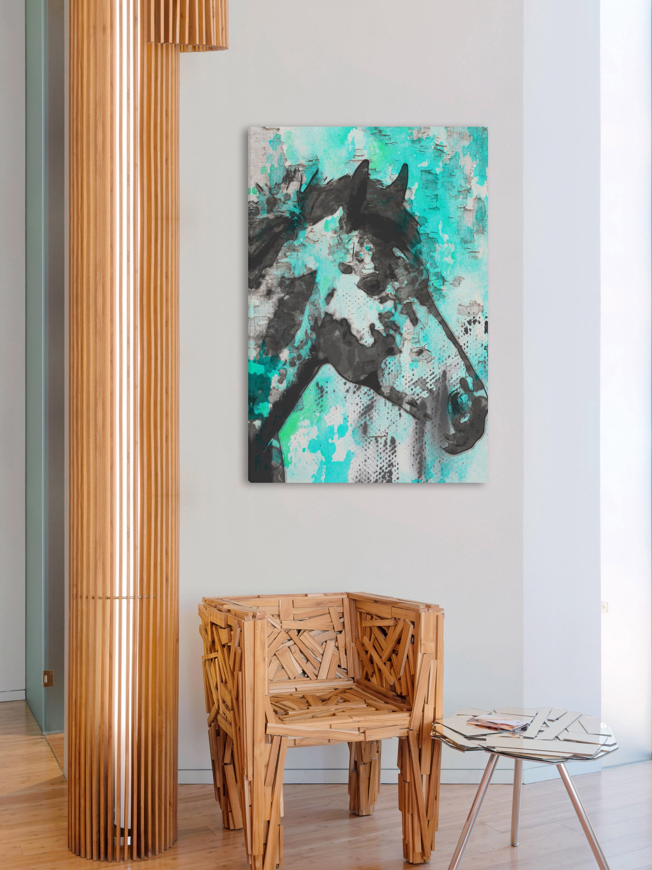 "Star Bright Aqua" Painting Print on Wrapped Canvas