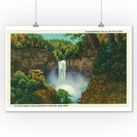 Ithaca, New York - View of Taughannock Falls, 215 Feet High (9x12 Art Print, Wall Decor Travel