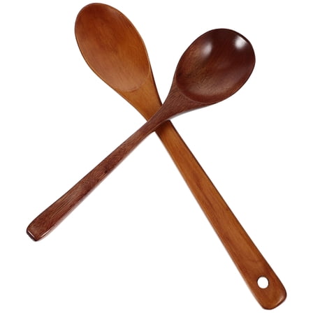 NIAIZEK Large Wooden Serving Spoons 2-Pack Deep Soup Kitchen Utensils Anti-Scald Tableware