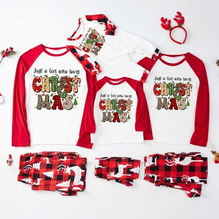 

CFLVAEK Matching Pajamas for Family Christmas Plus Size Long Sleeve Tops with Xmas Deer Print Pants Outfits Sets Parents and Children Holiday Loungewear Sets fot Children
