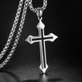 thumbnail image 2 of HOOUN Mens Womens Silver Black Layer Cross Pendant Necklace Stainless Steel Chain 24", 2 of 4
