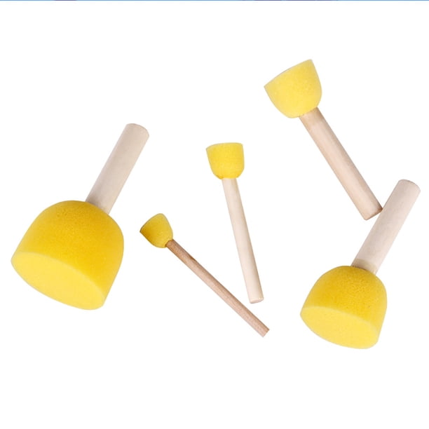 50 Pcs Ensemble de Pinceaux en Mousse Éponge 2 Pouces Manche en Bois, Idéal pour Acryliques, Taches, Vernis, Artisanat, Art
