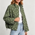 thumbnail image 2 of ClodeEU Women's Polka Dot Stand Collar Jacket, Casual Zip Up Drawstring Hem Long Sleeve Outerwear ,Women's S-3XL, 2 of 7