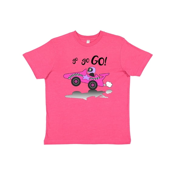Inktastic Go Go Go pink racing car Youth T-Shirt