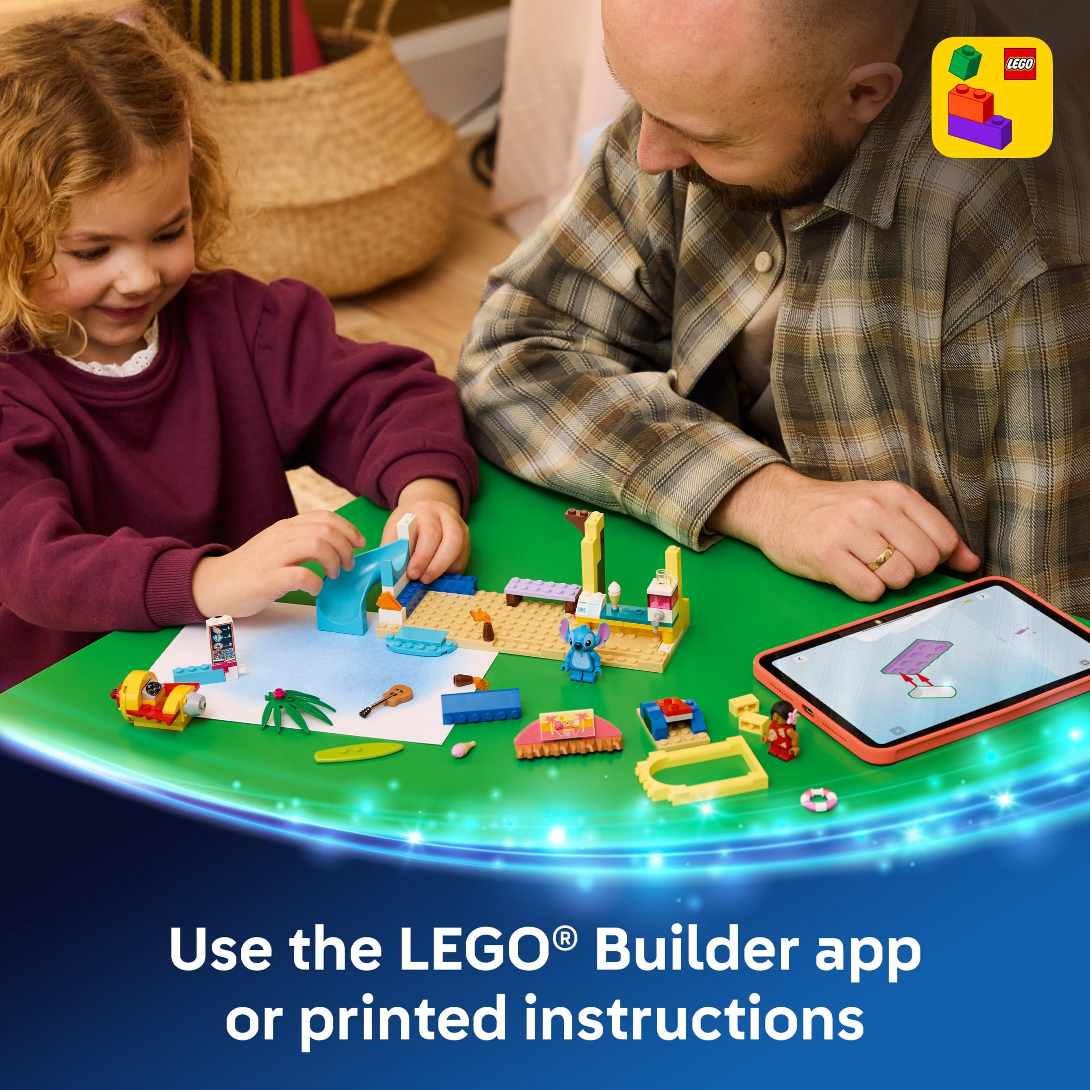 LEGO Disney Beach Fun with Lilo & Stitch - Preschool Building Toy for Girls & Boys, Ages 4+ - Disney Gifts for Kids with 2 Minifigures - 43280