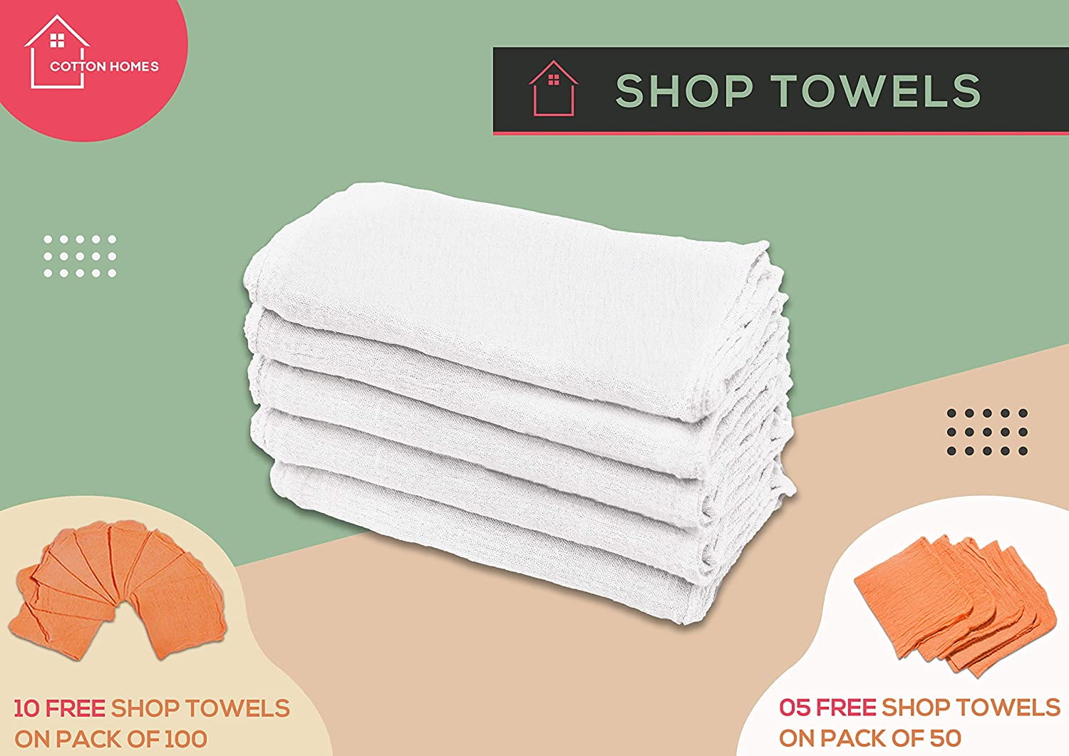 Shop Towels Cleaning Rags Home Office Cloth Natural Cotton 11 x 10 Bulk  Lot